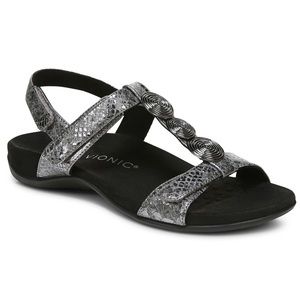 Vionic Farra Met Sandals Women’s Charcoal Gray and Black Orthopedic Heel…